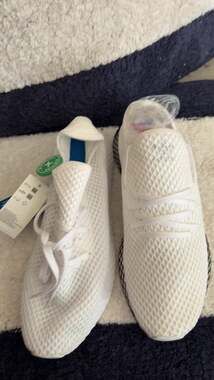 Adidas Originals Deerupt Runner Shoes Men's Size 10.5 Triple White CQ2625 Net